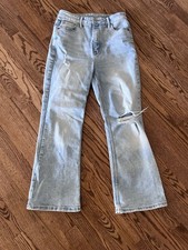 Old Navy Higher High Rise Flare Jeans Women's size 4 Secret Smooth Pockets Dist