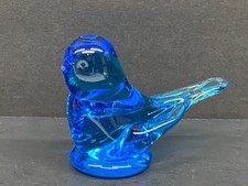 VTG Bluebird of Happiness Blue Glass Bird Knick-knack Leo Ward 1998 Terra Studio