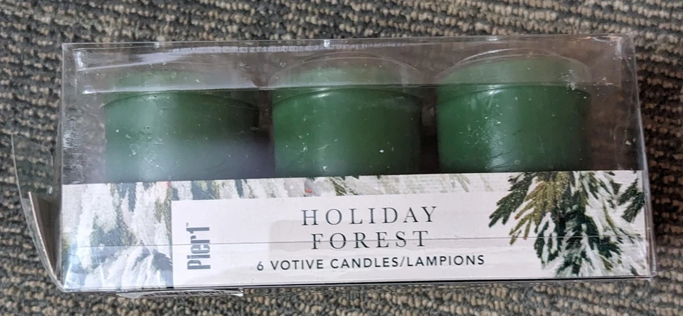 Pier 1 Holiday Forest 6 Pack Candle Votives Green Unused Scented  - Image 2 of 4