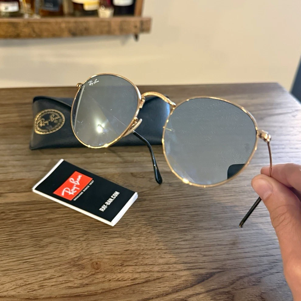 Ray-Ban Gold Round Mirrored Sunglasses for Men for sale | eBay