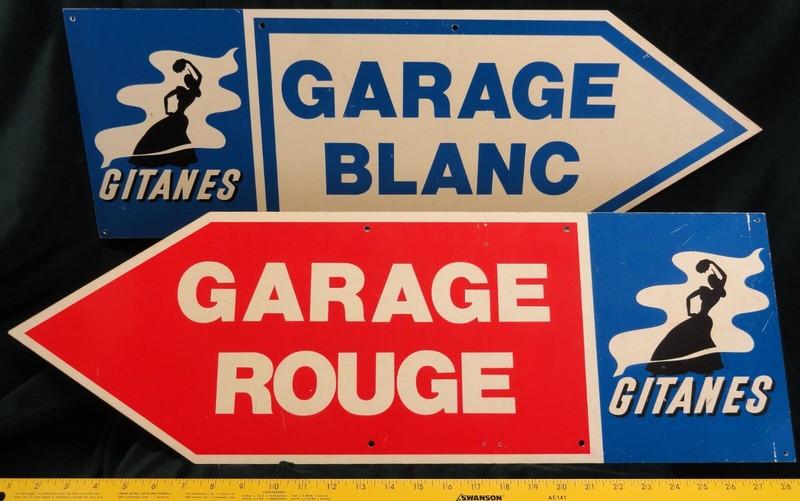 Rare GITANES Cigarettes Hard Plastic Advertising Signs Auto Racing Sponsorship