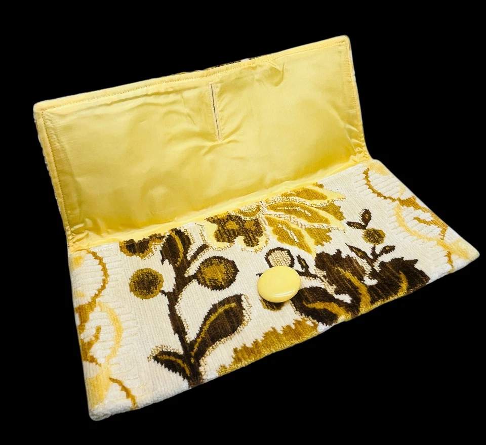 Cahoots Vintage Fabric Clutch Bag Purse Banana Yellow and Brown NEW Condition - Image 4 of 4