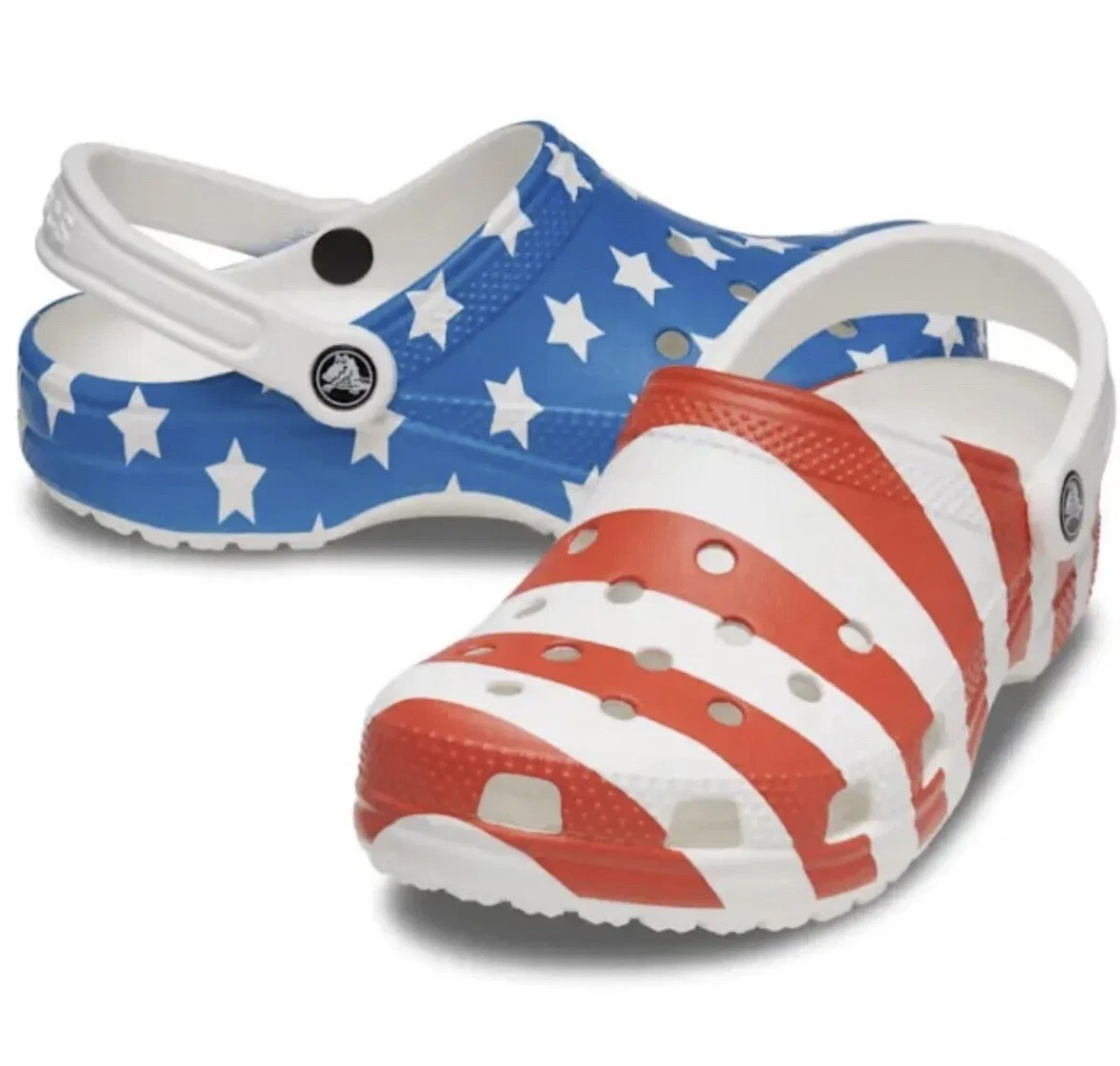 Red and deals white crocs