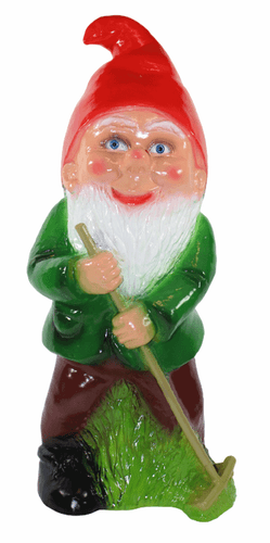 Gartenzwerg Deko Garten Figur Zwerg Gärtner mit Rechen aus Kunststoff H 45 cm - Bild 1 von 5