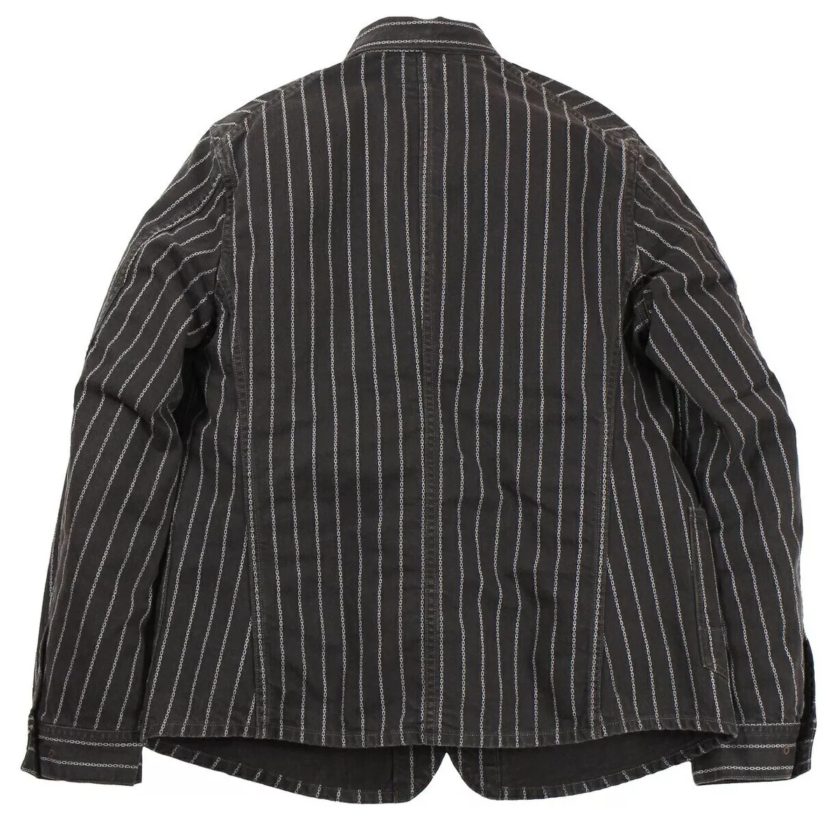 FREEWHEELERS Union Special Overalls Bake Head Coat Jacket Black Chain Stripe