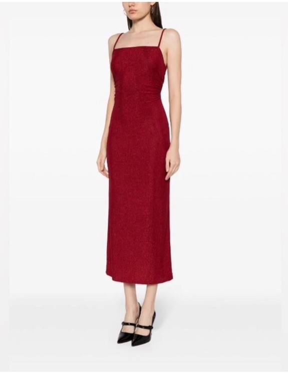 Reformation Breslin Metallic Red Breslin Midi Dress | eBay