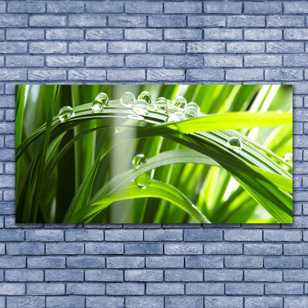 Image tableau floral herbe rosée 140x70 grand format pour décoration murale