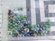 Vintage glass marbles 75 solid misc. green blue Gold/ bubbles .