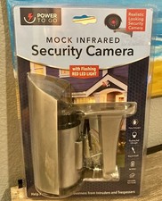 Mock Infrared Security Camera w/ Flashing Red LED Light  Warning Sticker, NEW 