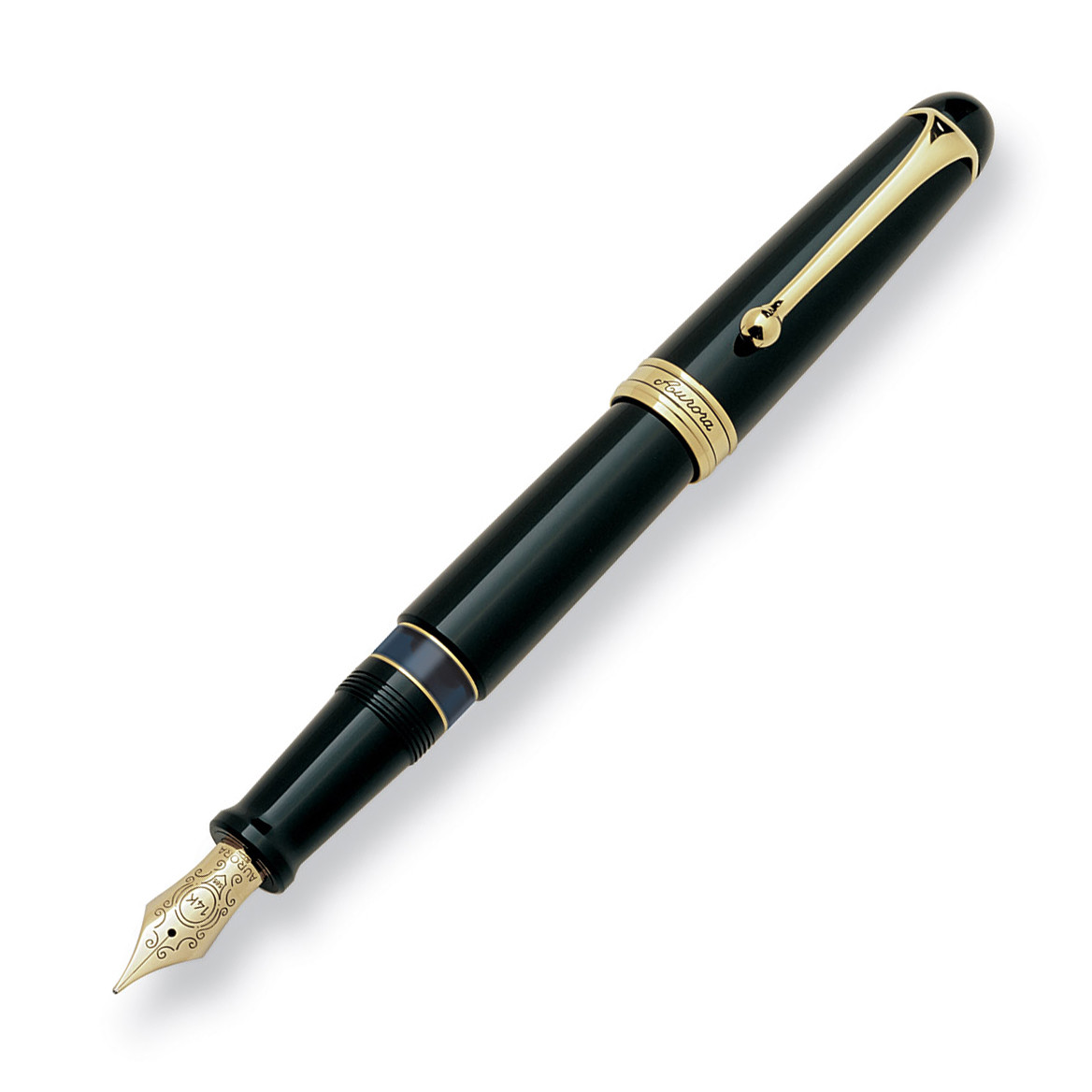 Aurora 88 Gold Plated Fountain Pen Black Resin Large Medium Point