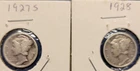 1927S/1928 Mercury Dimes Set of 2 Nice VG/VF Philadelphia Mint Graded Fairly