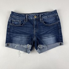 SO Jean Shorts Womens Juniors 3 Shortie Blue Rolled Cuff Cut Off
