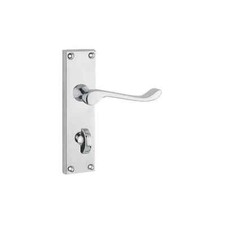 Door handles Victorian Scroll Internal BATHROOM - Polished Chrome pair