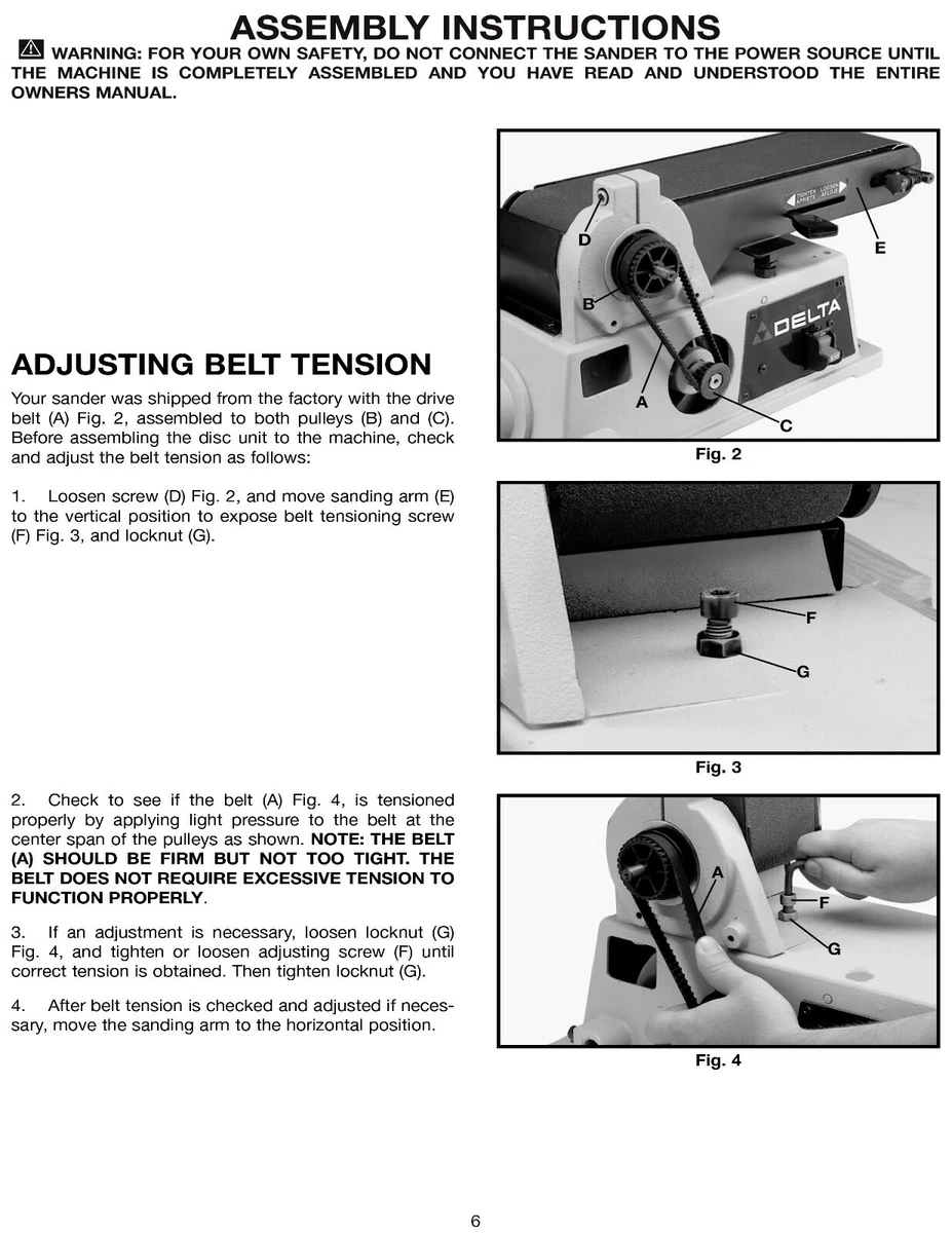 Delta 4in belt 6in on sale disc sander