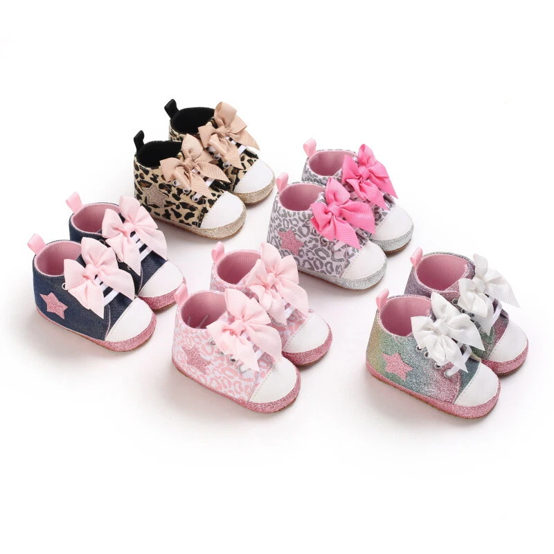 Newborn Baby Girl Pram Shoes Infant Bow High Top Booties Toddler