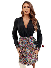 NEW IN  PKG MULTI  SEQUIN  SPARKLE PARTY DRESS  SIZE XLARGE FITS 12-14