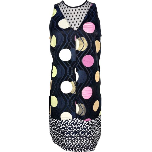 maeve embroidered mini shift dress Maeve Floral Dixie Split Neck Shift Dress WHT-COBALTS / XL by Sugarlips main image 1