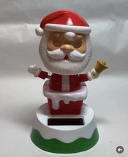 New Solar Powered Dancing Toy Bobble Head Christmas Santa With Bell