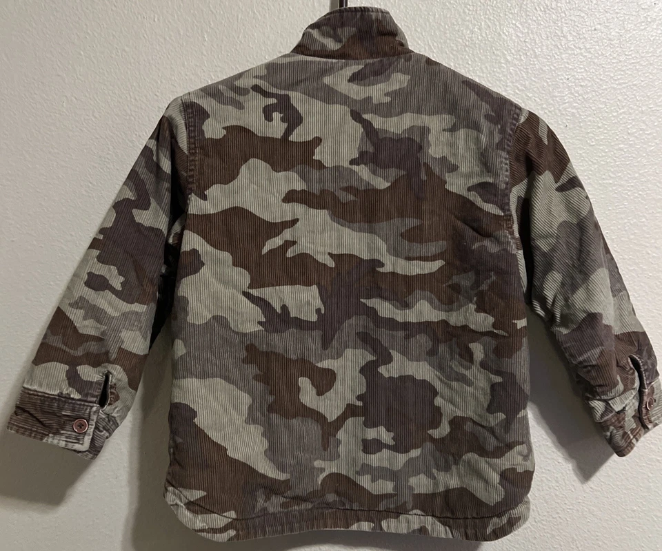Chaqueta de pana/franela inversa para niños vintage Route 66 camuflaje talla 6/7 J1586 Foto 2 de 4