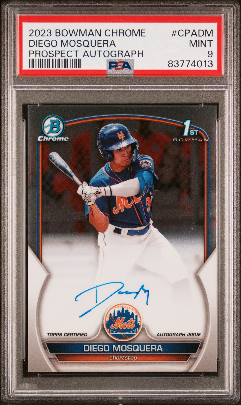 2023 Bowman Chrome Prospect Autographs Diego Mosquera #CPADM PSA 9