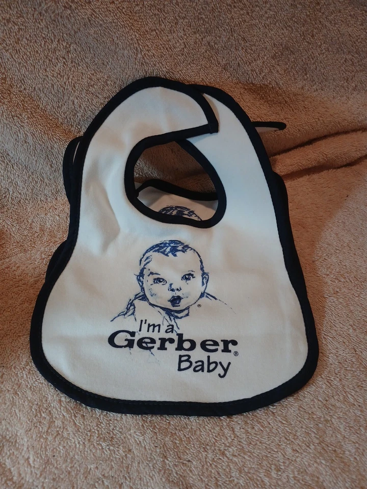 复古 Collectors Bib I'm A Gerber 婴儿白色蓝色全新 Gerber 制造 2 件 — 第 3/4 张图片