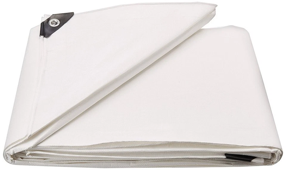 AJ/ATE 12' x 20' Tarp Multi-Purpose White Heavy Duty DRY TOP Poly Tarp