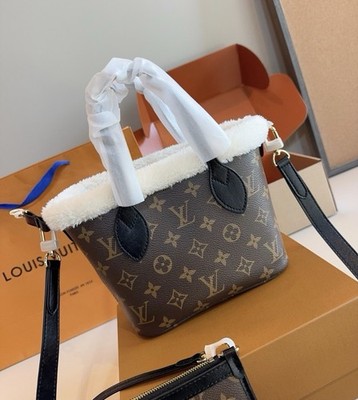 Louis Vuitton Mini Monogram Shearling Trim Crossbody Bag w/ Detachable Strap