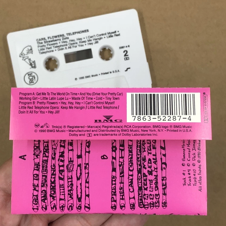 STRAWBERRY ZOTS Cassette Tape 90s Rock Garage CARS FLOWERS TELEPHONES - Image 4 of 4