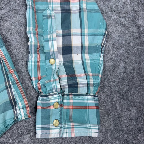 Camisa Hollister Para Hombres Grande Azul A Cuadros Perla Occidental A Presión Manga Larga Algodón Y2K - Imagen 6 de 10