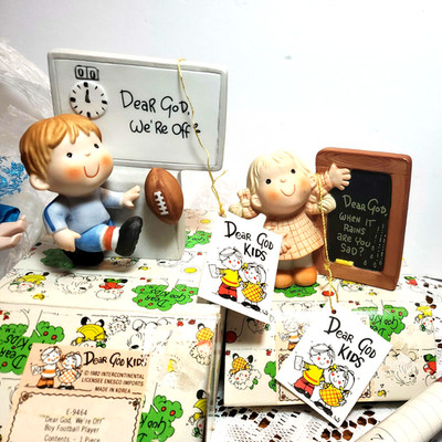 Dear God figurines ''Dear God We're off''football & ''when it Rains we're new. box