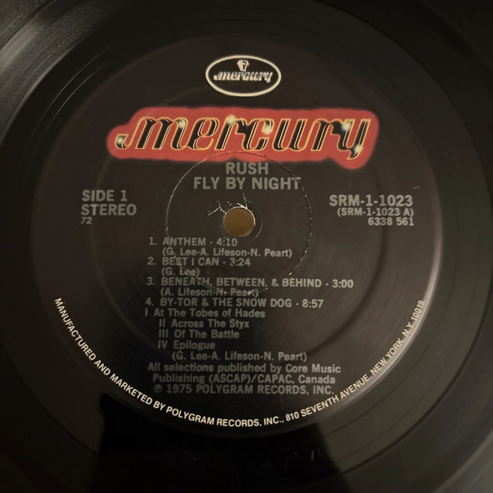 Rush Fly By Night Vintage 1975 LP Record Mercury SRM-1-1023 - Image 4 of 4