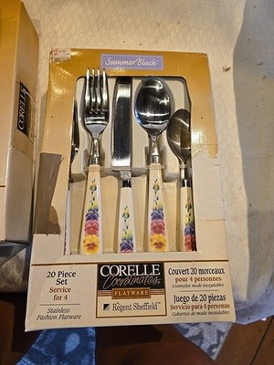 CORELLE Stainless Flatware Set 20 Pieces SUMMER BLUSH Regent Sheffield NIB 