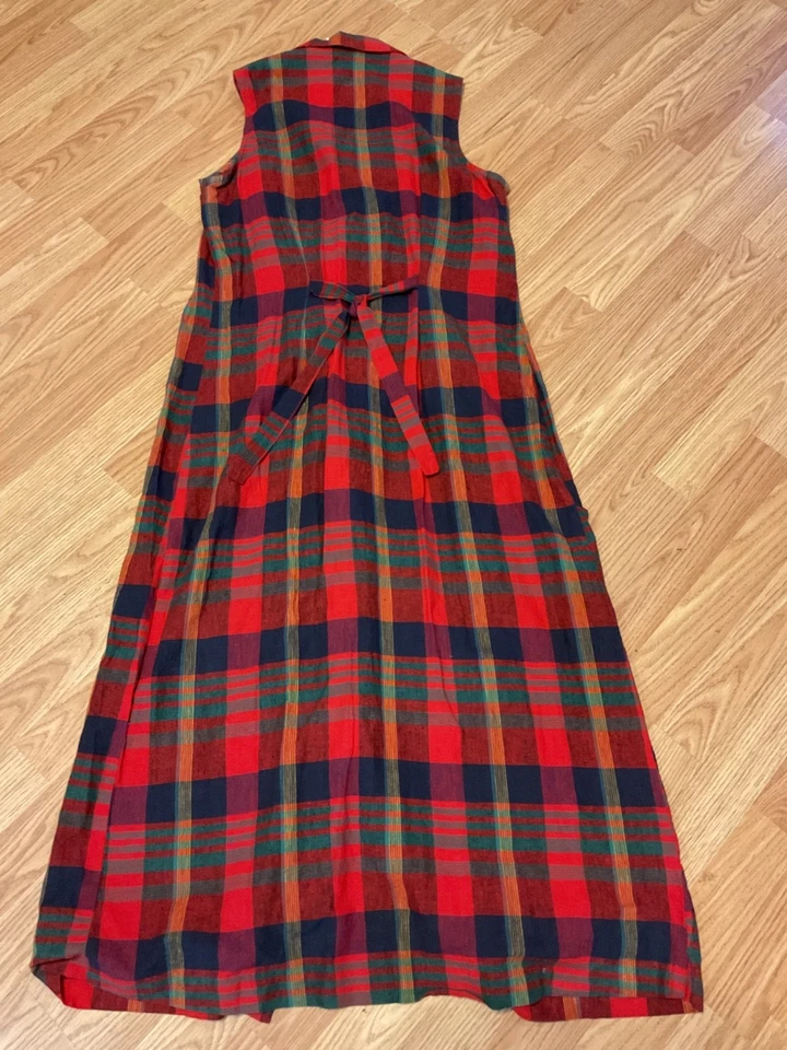 Y2K-Retro Plaid Long Dress Miss Dorby Red Plaid Festive 14 (42"C.53"L) - Image 2 of 4