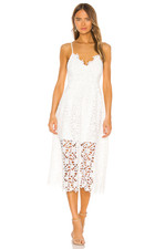 ASTR the Label Lace A-Line White Midi Dress Size Small