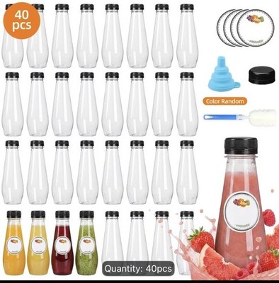 40pcs 12oz Empty plastic bottle cone juice bottle with caps