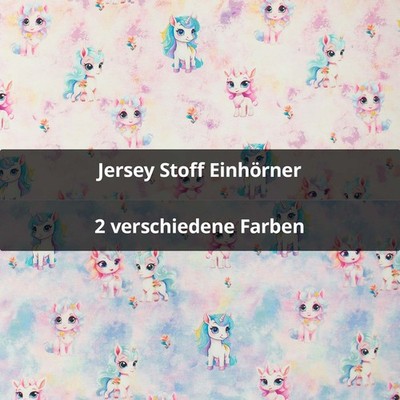Jersey Stoff Einhörner, Baumwolljeresey, Kinderstoff (Meterware ab 0,50m)