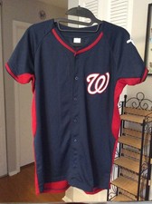Washington Nationals #16 Blue Button-Up Baseball Jersey Youth Kids Large