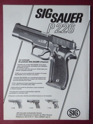 1983-1984 PUB SIG SAUER P226 P220 P230 PISTOLE ARMEE POLIZEI SCHWEIZ FRANZÖSISCHE ANZEIGE