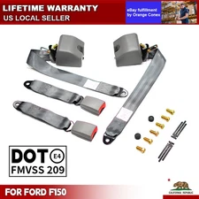2 Set 3-point Adjustable Retractable Seat Belt Straps Kits For Ford F-150 Gray