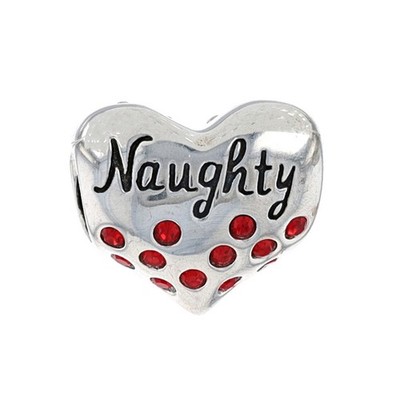NEW Chamilia Bead Charm - Sterling Silver Naughty & Nice Heart 2025-1013 Crystal
