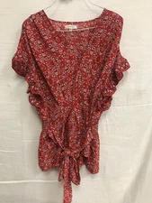 Max Studio Womens Top XL Red Floral Sleeveless