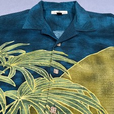 Tommy Bahama Hawaiian Camp Shirt Men's XL Loop Collar Silk Cotton Tropical Palm