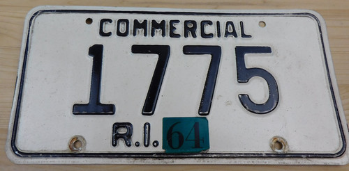 Vintage Original 1964 Rhode Island Commercial License Plate Tag # 1775