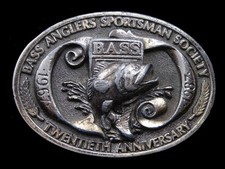 SA13113 VINTAGE 1987 BASS ANGLERS SPORTSMAN SOCIETY FISHING BELT BUCKLE