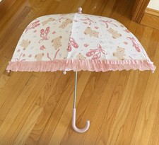 Bonbini new york umbrella kids Teddy Bear Bows White And Pink NEW