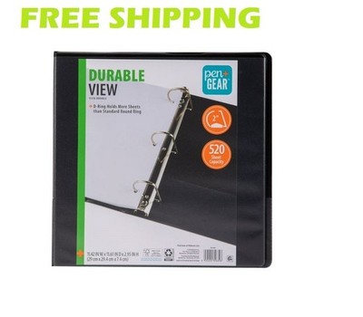 Pen+Gear 3-Ring Durable View Binder, 2'' D-Rings, Black,1 Count