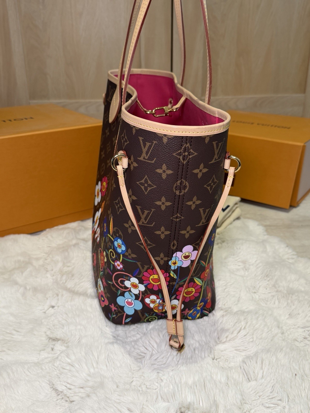Louis Vuitton x Takashi Murakami Multicoloured Flower 2025 Neverfull Bag image 3