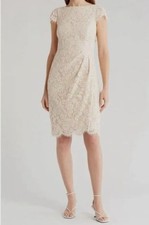 Vince Camuto Women's Beige Scoop-Neck Lace Sheath Dress Size Petite 12P