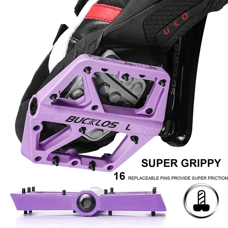 Pedais planos de rolamento selado para mountain bike fibra de náilon acessórios para pedais de bicicleta de estrada - Imagem 3 de 4