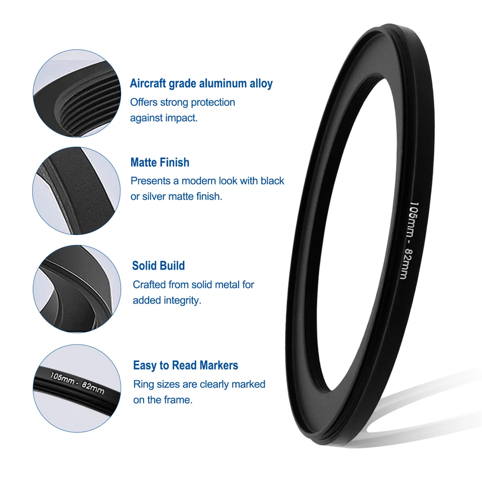105 мм-77/82/86/95 мм понижающее кольцо объектива фильтр кольцо для 105 мм объектива УФ ND CPL - Изображение 2 из 4